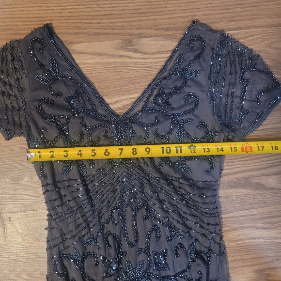 Elegant Gray Beaded Evening Dress - Picture 13 of 13